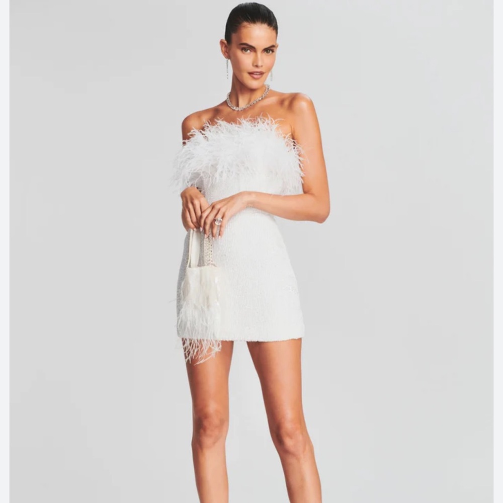 NWT Retrofete TORIN SEQUIN FEATHER DRESS